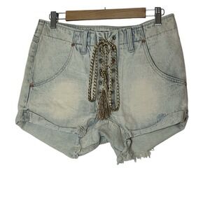 One Teaspoon Jean Shorts Womens Size 26 Blue Freaks High Rise Distressed NWOT‎